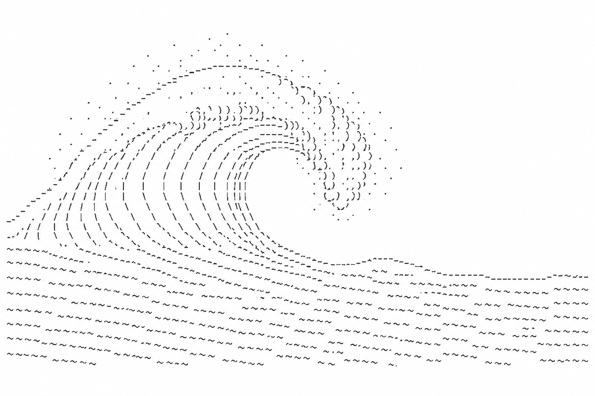 ASCII art of a breaking wave